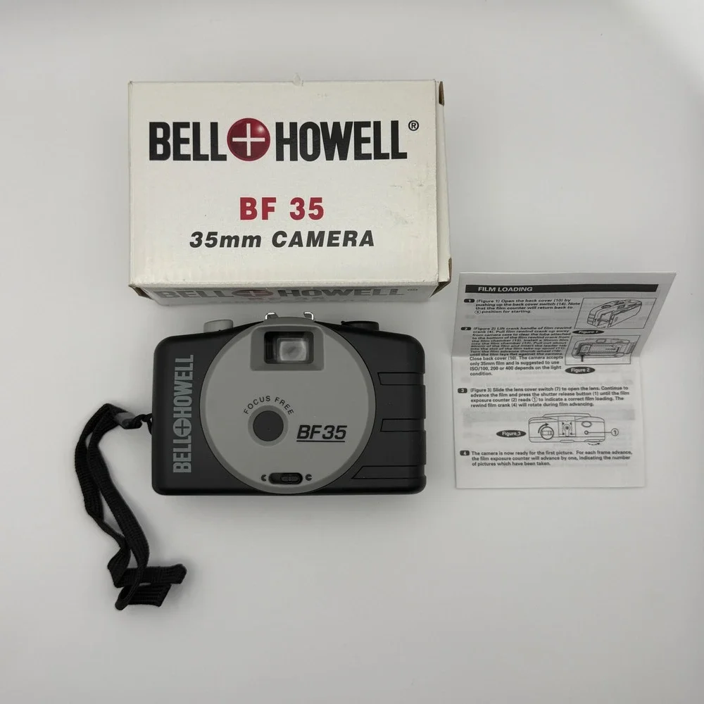 Bell + Howell BF 35 35mm Camera Black Like New Focus‎ Free Vintage Retro